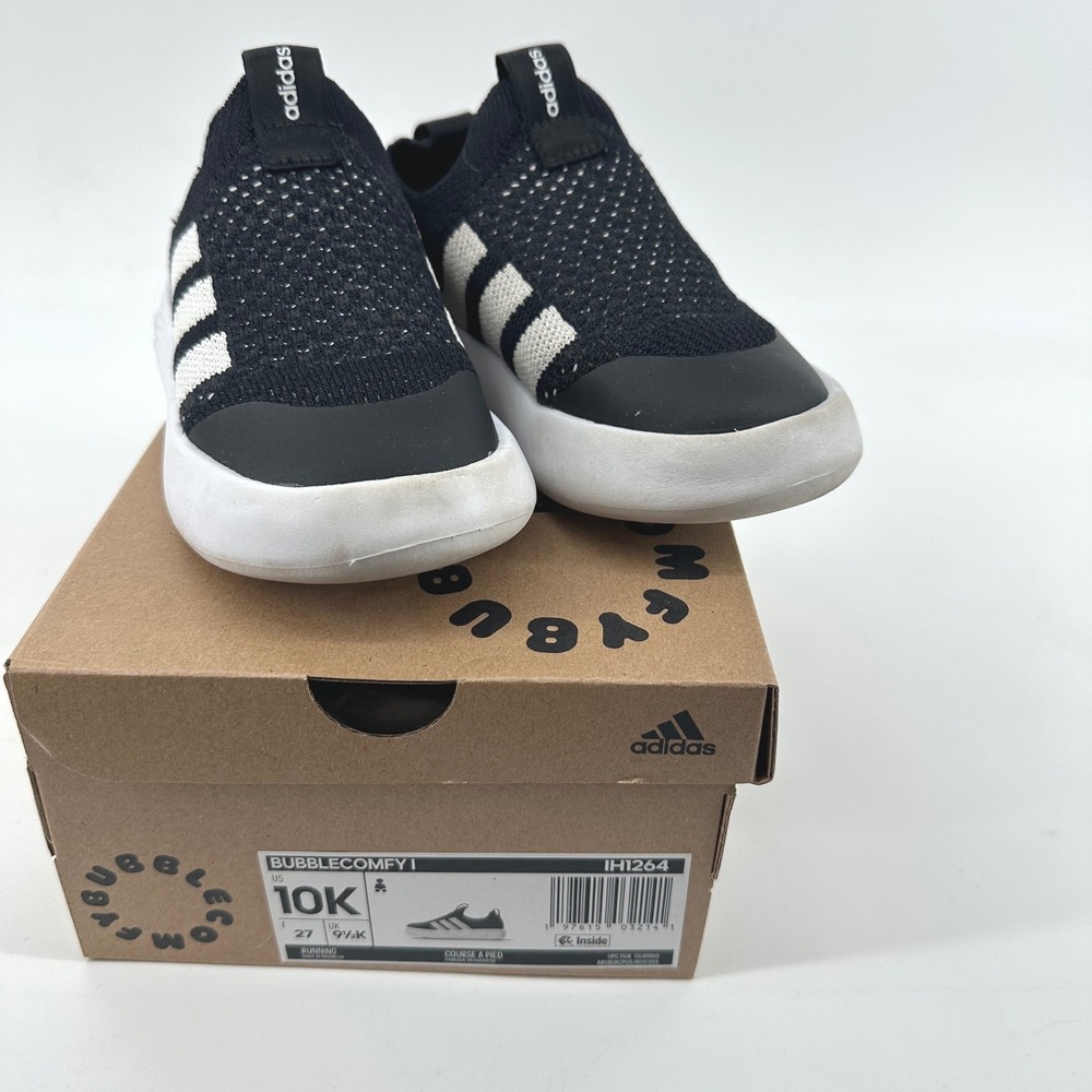 Adidas Bubblecomfy I Running Shoes Kids Size 10K Black Athletic Casual Active